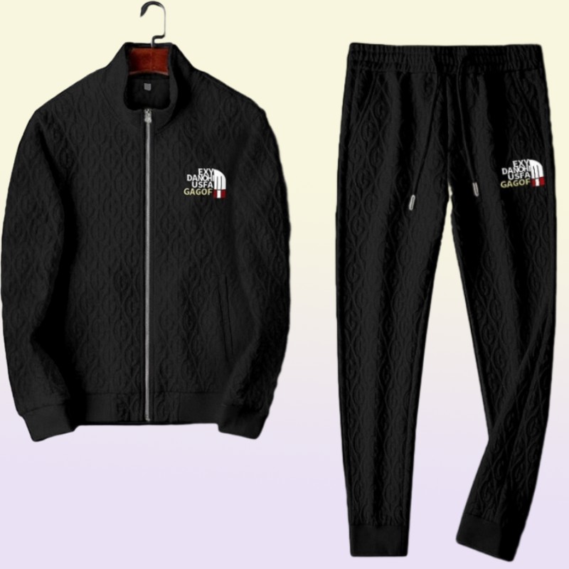 Men039s Tracksuits Casual Suit Spring And Autumn Light Luxury Coat Fashion Embroidered Jacket Trousers Two Piece