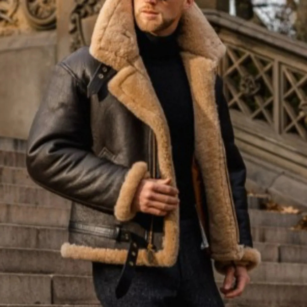 Men's Jackets Men's Autumn Winter Fur Integrated Plush Thickened Jacket Outerwear Korean Version Casual Padded Warm Coat 231016