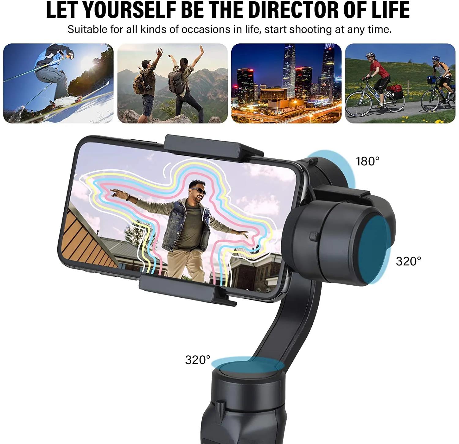 Mobile Intelligent 3 Axis Gimbal Handheld Stabilizer F6 Cellphone Holder Anti Shake Automatic Rotation For Samsung Galaxy Note 20 10+ 9 8 iphone X XS 
