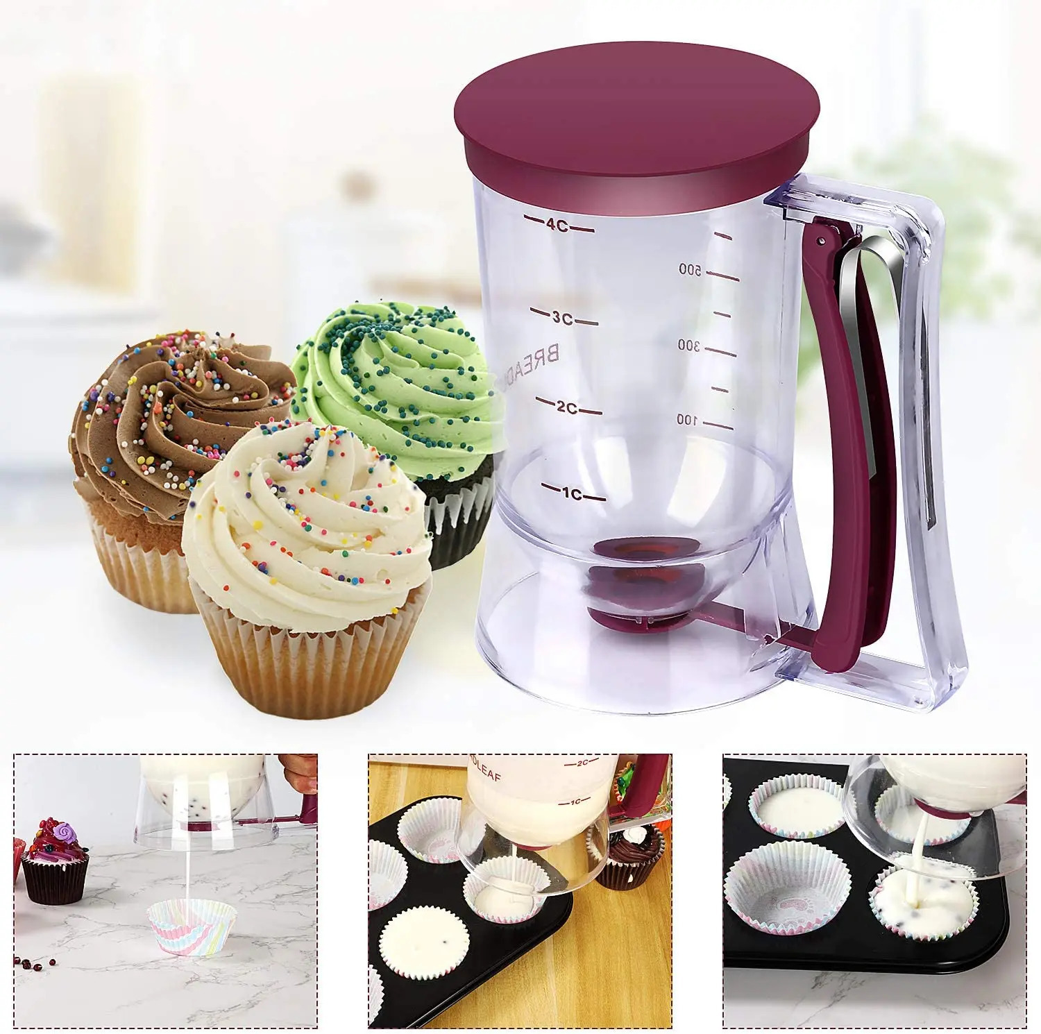 Other Bakeware Batter Separator Cupcakes Pancakes Cookie Cake Waffles Dispenser cookie separator batter Cream Speratator Cup Measuring 231017