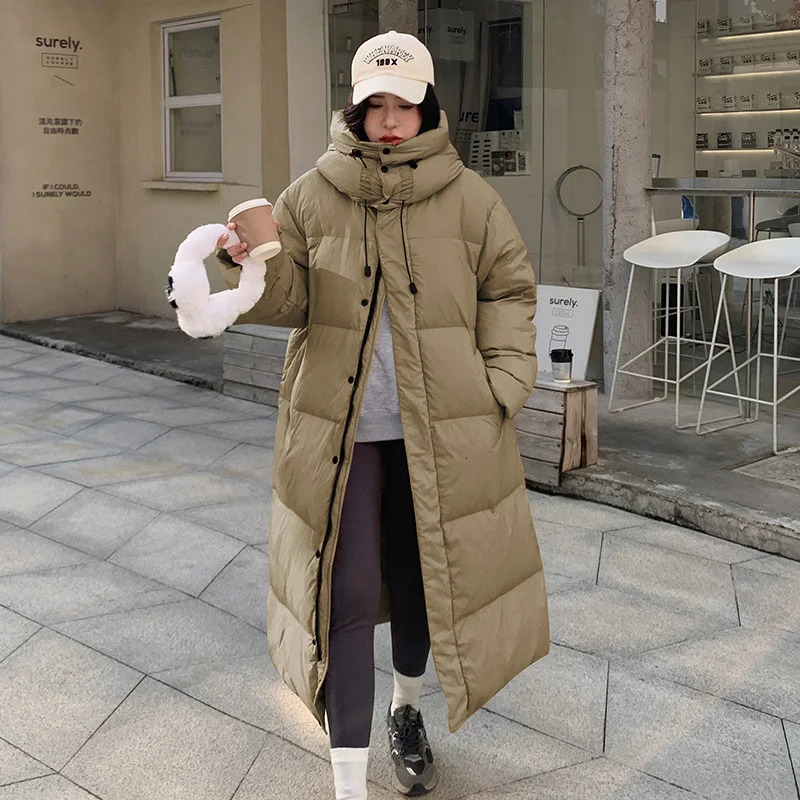 Womens Down Parkas Winter Oversize Long Snow Parka Hooded Cotton Padded Puffer Jacket Coat Women Over Knee Thick Warm Windbreaker Outwear 231017