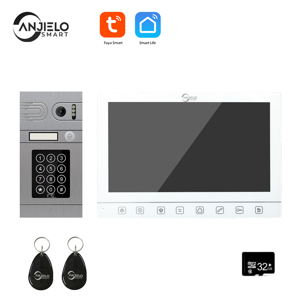 Tuya Smart App Remote Control WiFi Video Door Phone Intercom 7 inch Screen Access Control System Motion Detection With Code Keypad/RFID Card