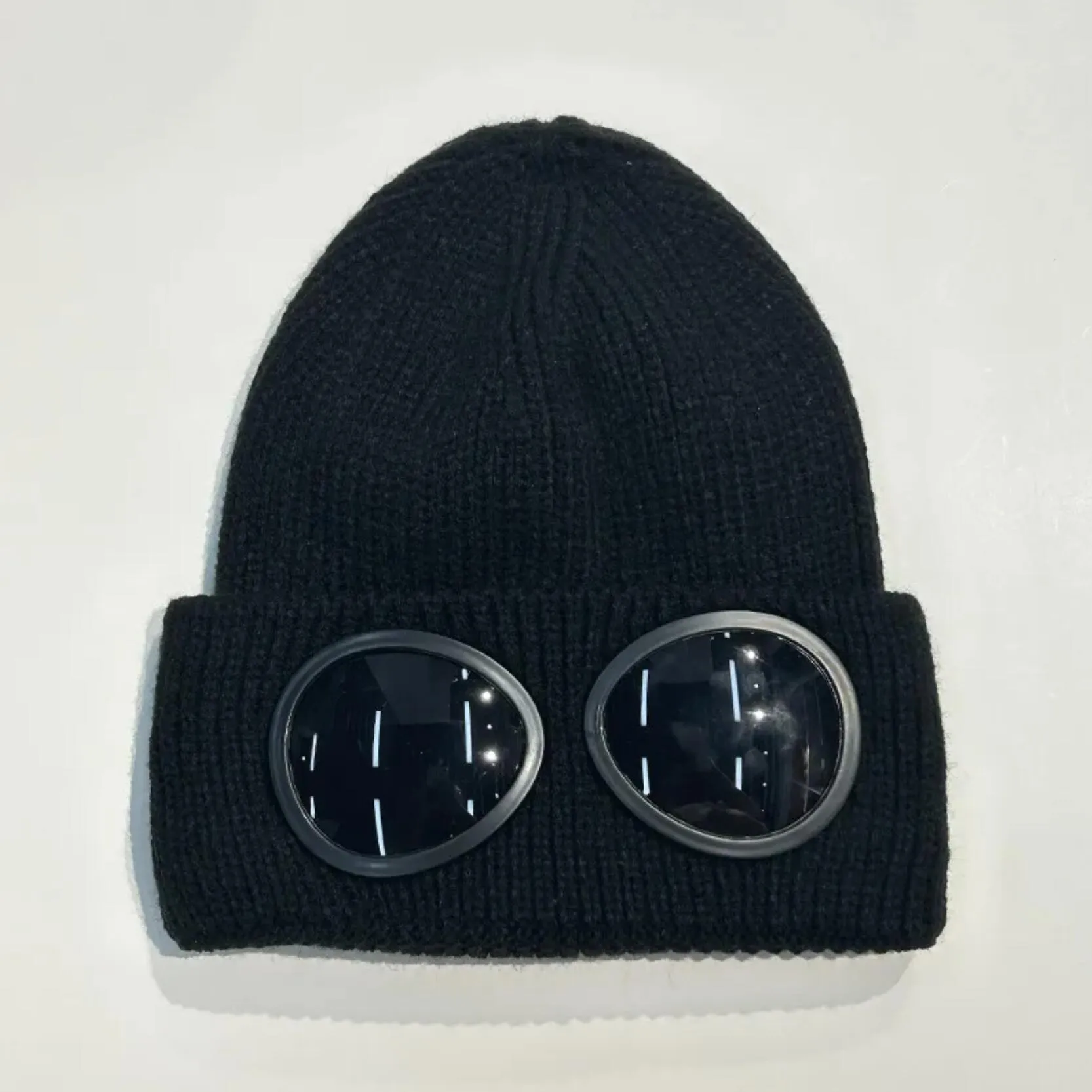 Two Lens Glasses Goggles Beanies Men Knitted Hats Skull Caps Outdoor Women Uniesex Black Grey Gorros Winter Beanie Bonnet for gift