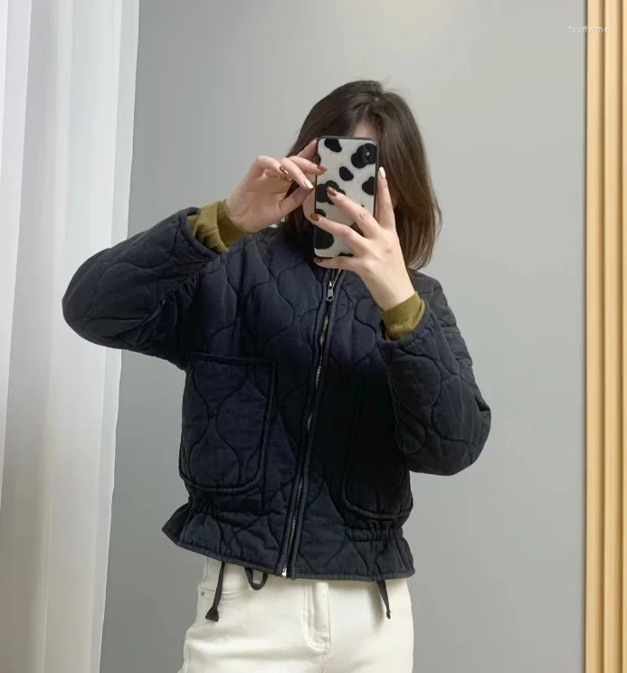 Trench Coats Women, Casual Cotton Jacket With O-Neck, Long Sleeve, Zipper, And Pockets, Single-Breasted Loose Bomber Coat For Autumn B4