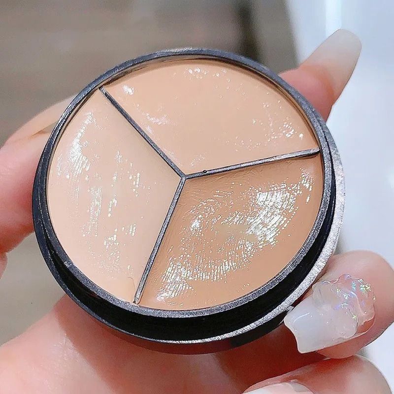 Concealer 12g Natural 3Color Concealer Palette Cover Dark Circles Pores Creamy Texture Concealer Face Liquid Foundation 231016