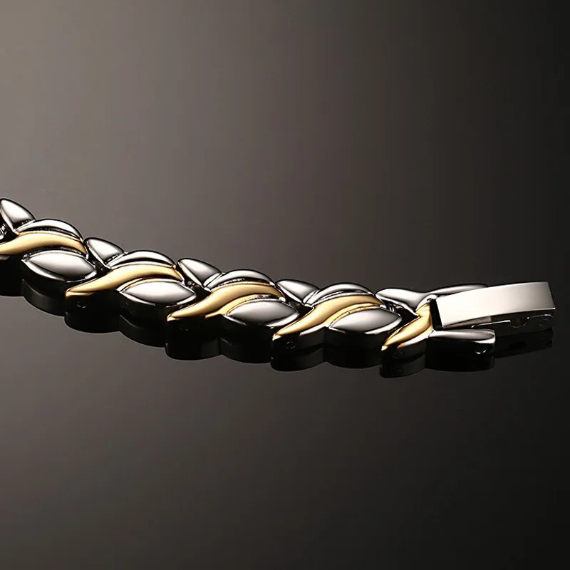 Chain Vinterly Magnetic Bracelets for Women Chain Health Energy Germanium Hologram Bracelet Gold Color Stainless Steel Bracelet Women 231016
