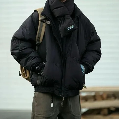 Men's Down Parkas Winter Streetwear Puffer Jacket Men Thicken Warm Stand Collar Coat 2023 Korean Fashion High Street Oversized 231017