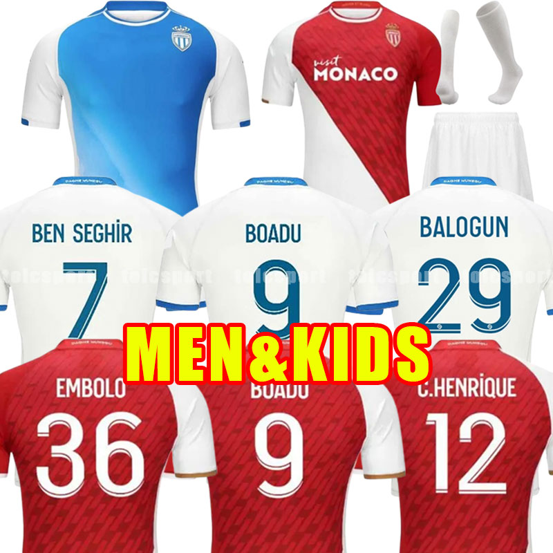 2023 2024 maillots AS Monacos Soccer Jerseys BEN YEDDER JOVETIC GOLOVIN 23 24 GEUBBELS Men maillot de foot Flocage JORGE Football Shirt home away third FABREGAS