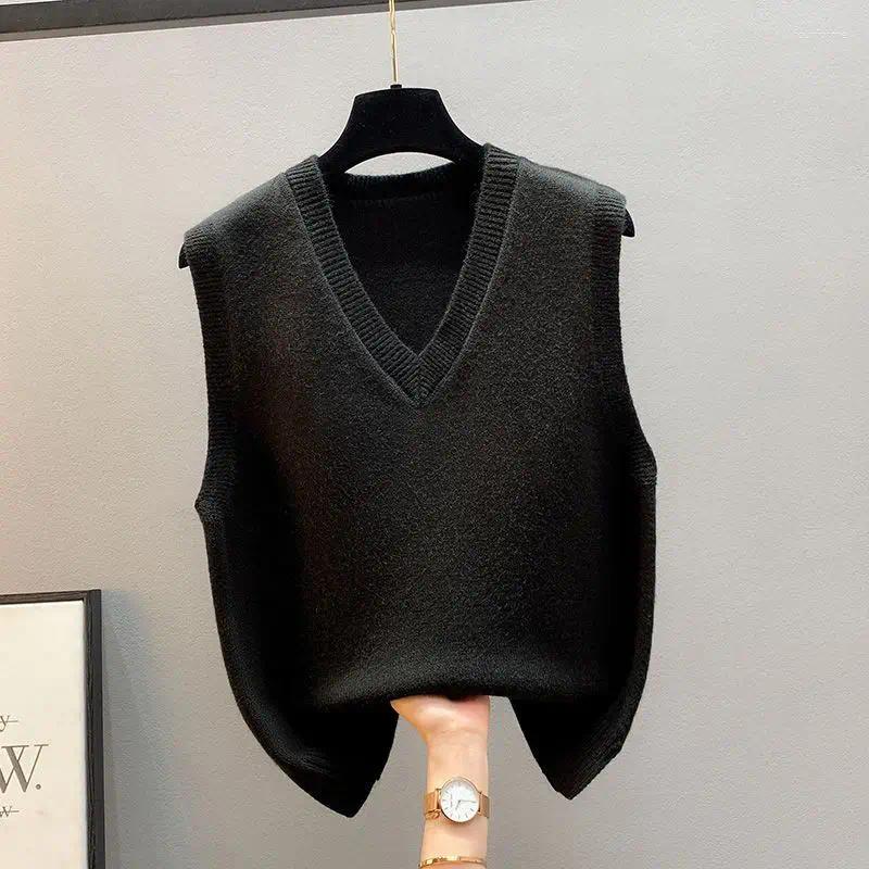 Women's Sweaters Vest Jacket Spring And Autumn Outerwear Knitted Sweater Korean V-neck Loose Winter For