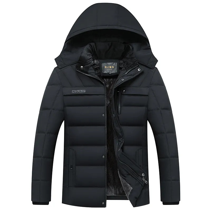 Men's Down Parkas 2023 Fashion Fleece Hooded Winter Coat Men Thick Warm Mens Jacket Windproof Gift For Father Husband Parka 231017