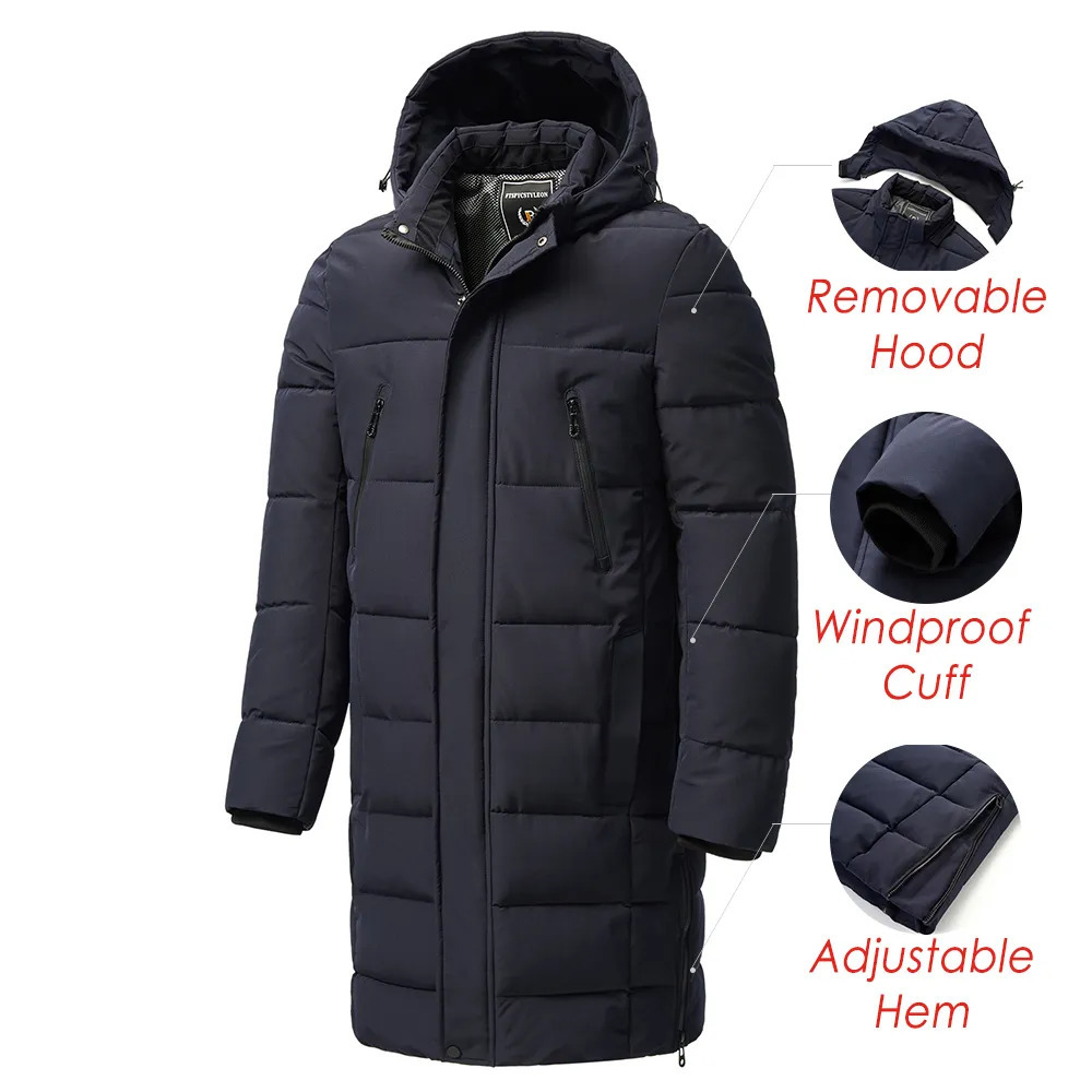 Men's Down Parkas Men 2023 Winter Plus Long Warm Thick Hood Jacket Coat Autumn Outwear Outfits Classic Windproof Pocket Parka 231017