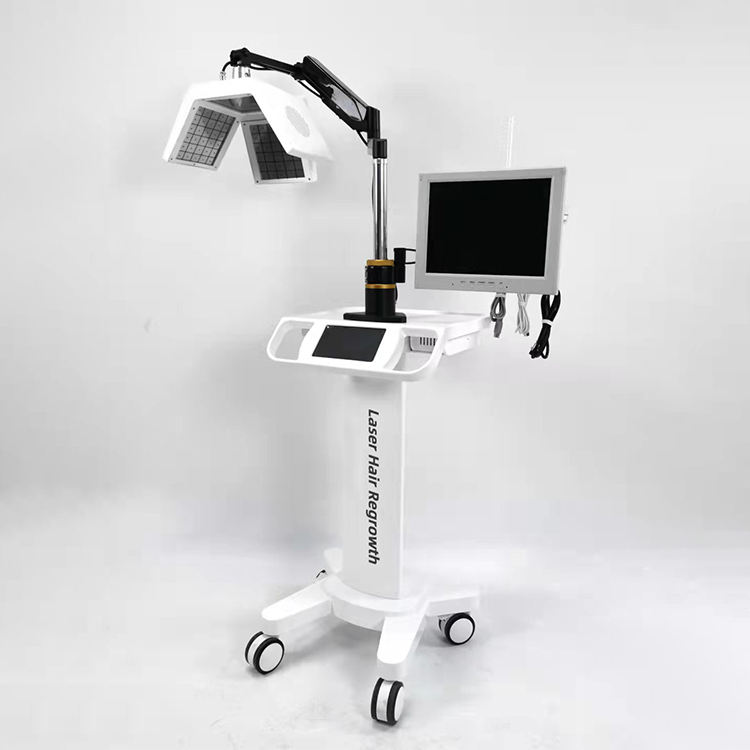 5 in 1 Red Light Diode Laser LED 650nm Non-invasive Hair Regrowth Anti-hair Removal Apparatus Oxygen Spray 200X HD Follicle Camera Scalp Health Center