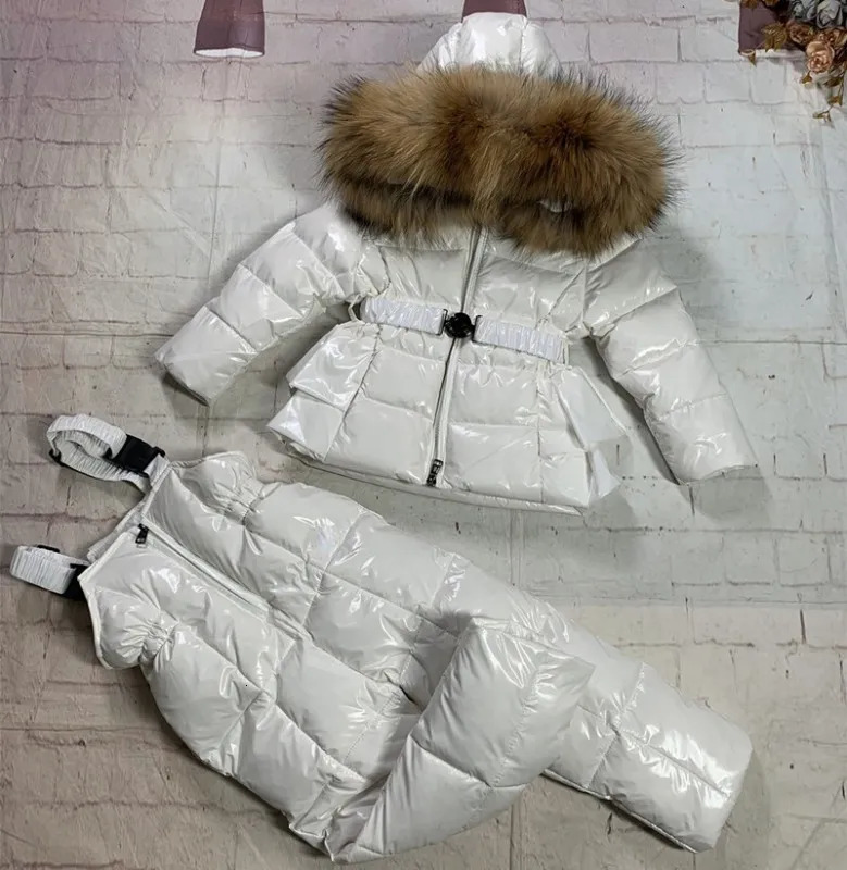 Down Coat Goose Down Kids Jackets for Girls White Skirt Hem Real Raccoon Fur Outerwear and Coats Winter Clothes for Baby 0-12 Years 231016