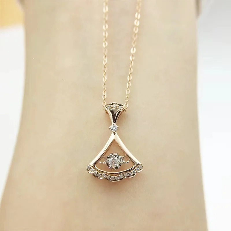 Pendant Necklaces Trendy Real D Color 03ct Moissaite Skirt Necklace for Women 100 925 Silver Plated K Gold With Gra 231017