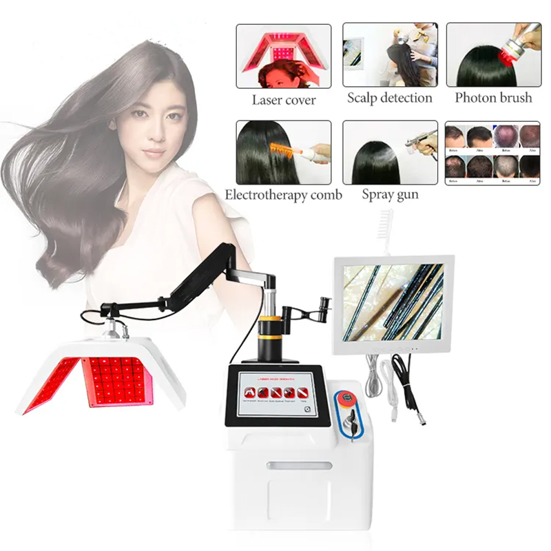 Laser Anti-Hair Loss Treatment Equipment 650Nm Scalp Massage Led Laser Device For Hair Growth With Hair Follicle Detection Perm Dyed Fat Hair Loss The