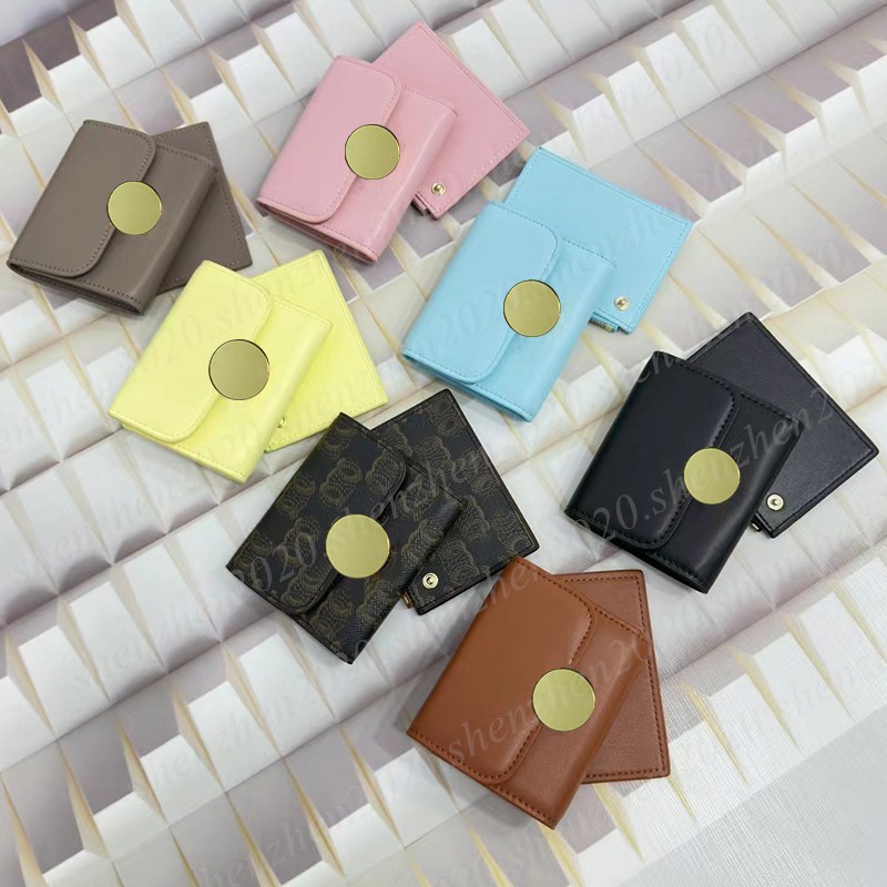 With Metal Brand Logo Fashion Multi in One Folding Wallet Women's Short Wallet Purse Card Holders 9.5x7.5x3cm