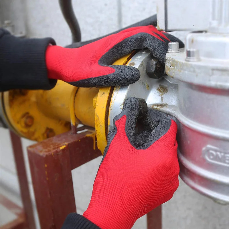 Five Fingers Gloves 24Pieces/ 12 Pairs Latex Grip Safety Working Glove Construction Garden industry Polyester Gloves For Men or Woman 231016