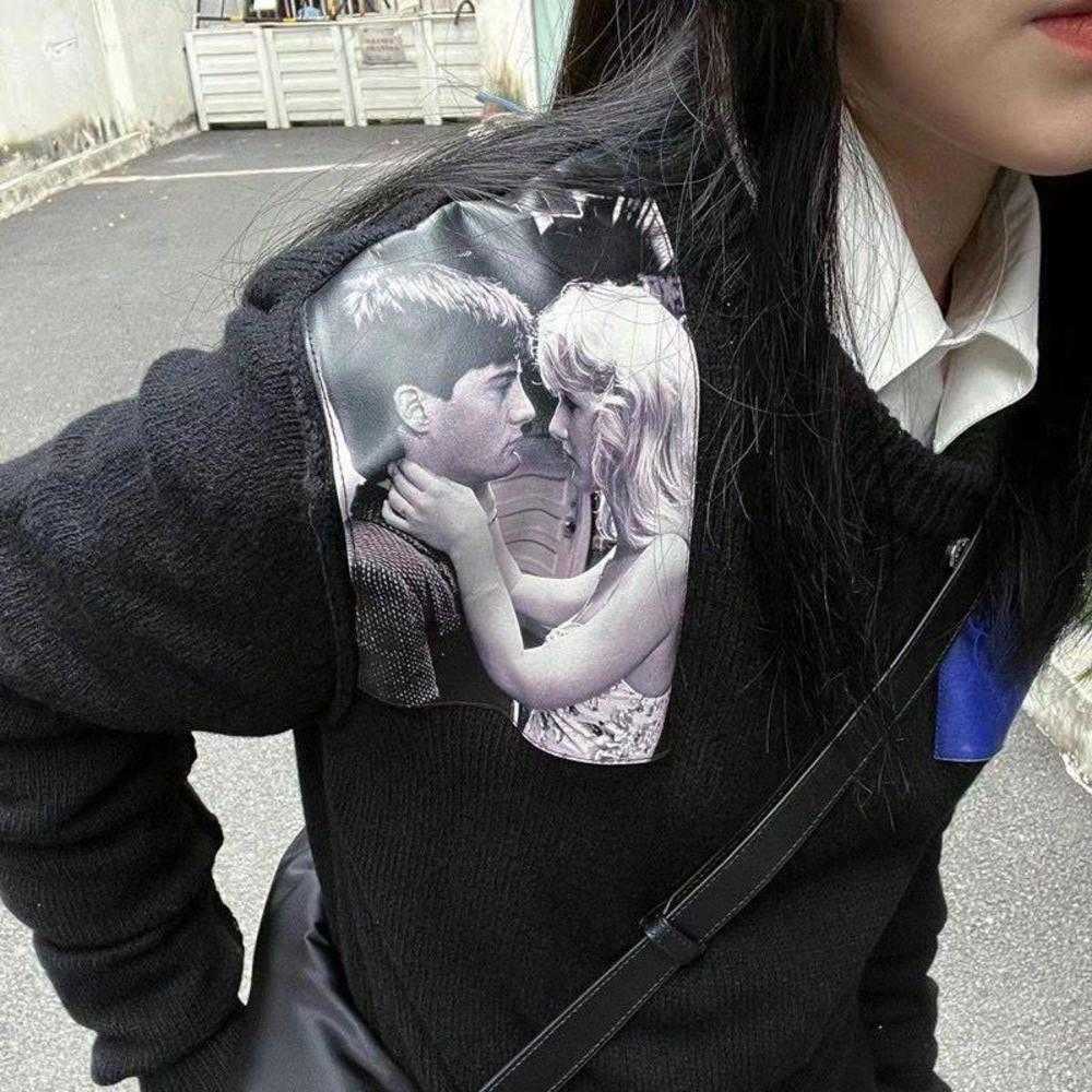 Men's Sweaters Raf Movie Portrait Photo Sticker Sweater Os Long High Street Crew Neck Loose Men