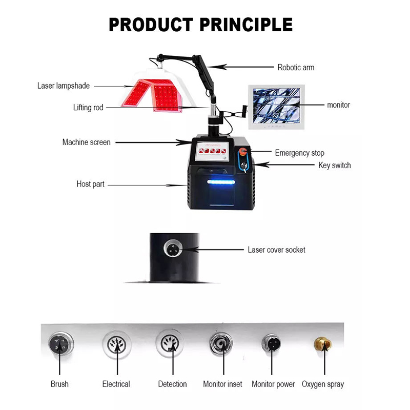 Laser Anti-Hair Loss Treatment Equipment 650Nm Scalp Massage Led Laser Device For Hair Growth With Hair Follicle Detection Perm Dyed Fat Hair Loss The