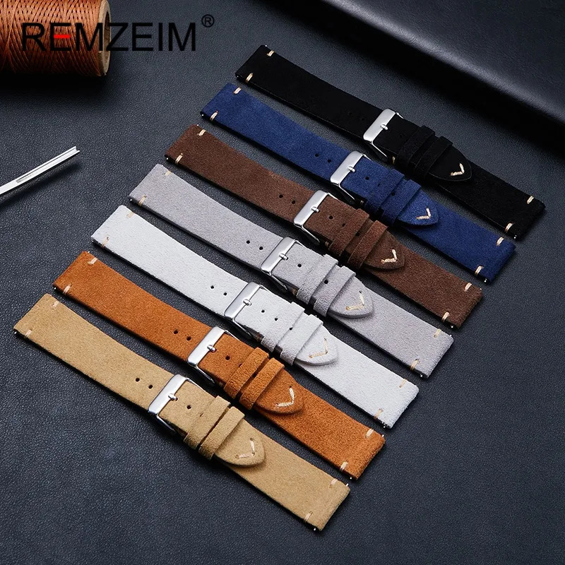 Watch Bands 18mm 20mm 22mm High Quality Suede Leather Watch Strap Quick Release Watchband Accessories Vintage Retro Leather Watchband 231016