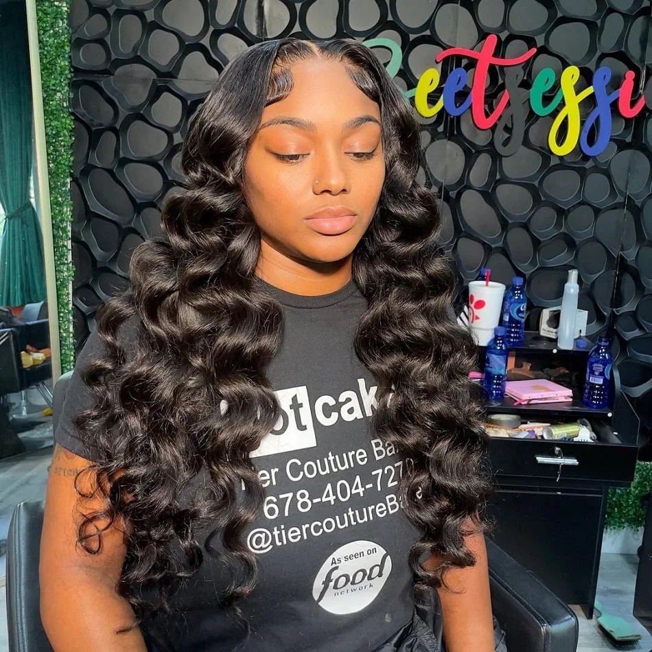 40 Inch Deep Wave 250% Lace Front Human Hair Wigs Brazilian 13x4 Lace Fronrtal Glueless Synthetic Black Wig For Women