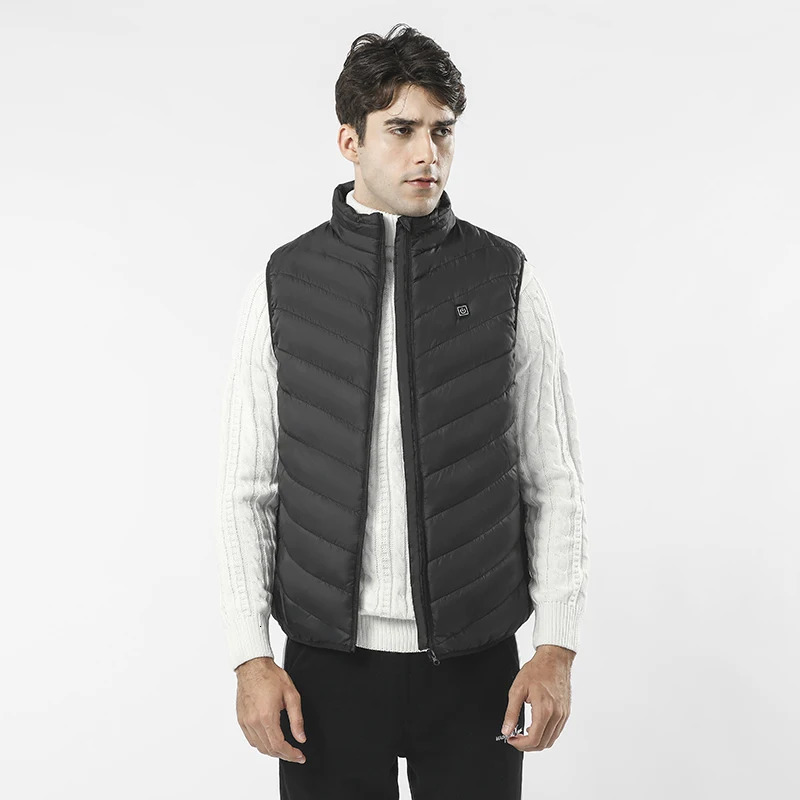 Mens Down Parkas 9 Areas Heated Vest Men Autumn Winter Smart Heating Jacket Oversized Stand Neck Coat Outdoor Sports Thermal 231016