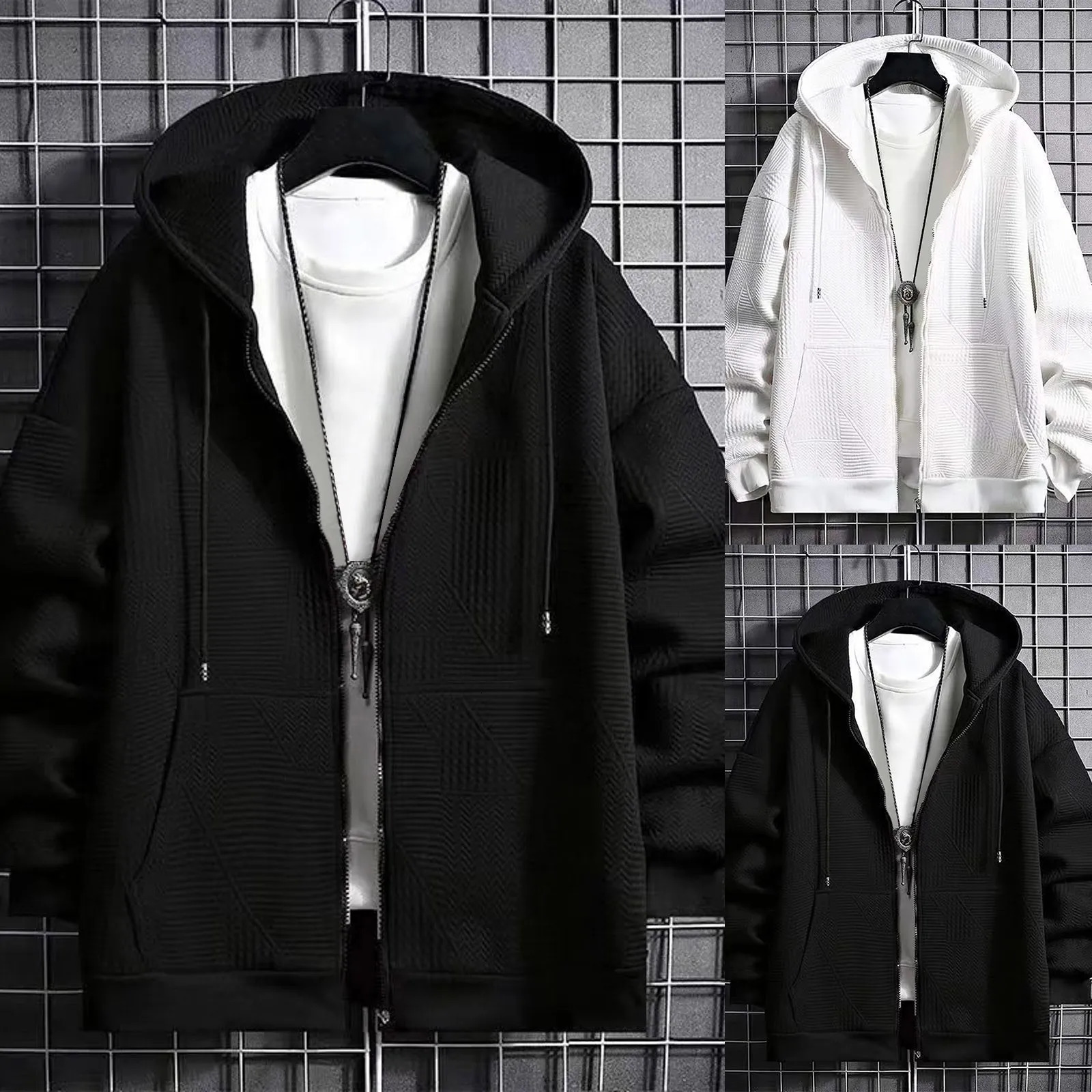 Mens Hoodies Sweatshirts MenS Gothic Hoodie Sweatshirt Zipper Coat Solid Black Oversize Spring And Autumn Cardigan Drawstring LongSleeve Tunic 231016