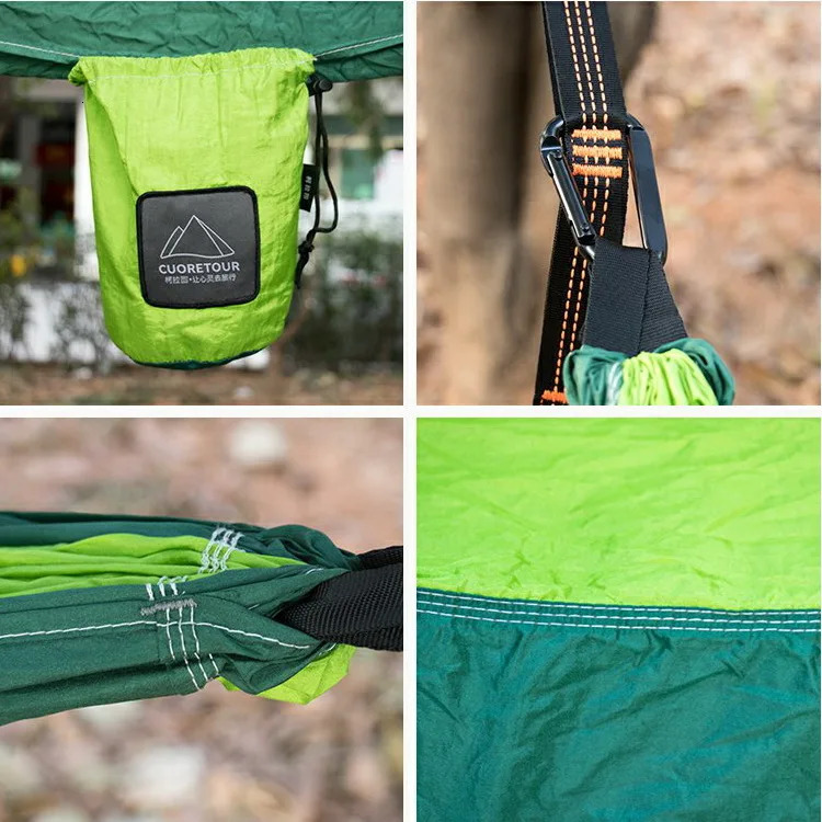 Hammocks Portable Nylon Parachute Fabric Single and Double Size Outdoor Camping Hiking Garden Hammock 231013