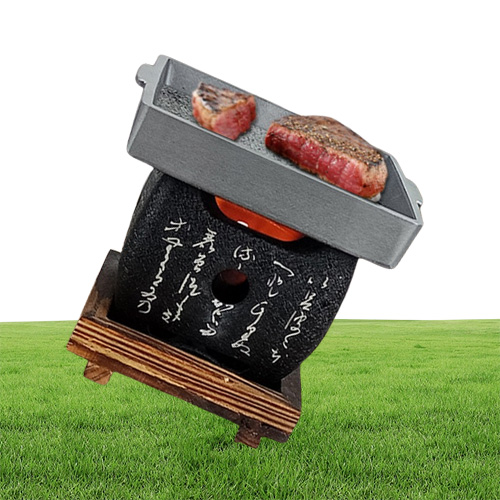 Mini square rock barbecue pan Japanese text barbecue grills BBQ on table Teppanyaki steak plate high temperature stone plate 03224597168