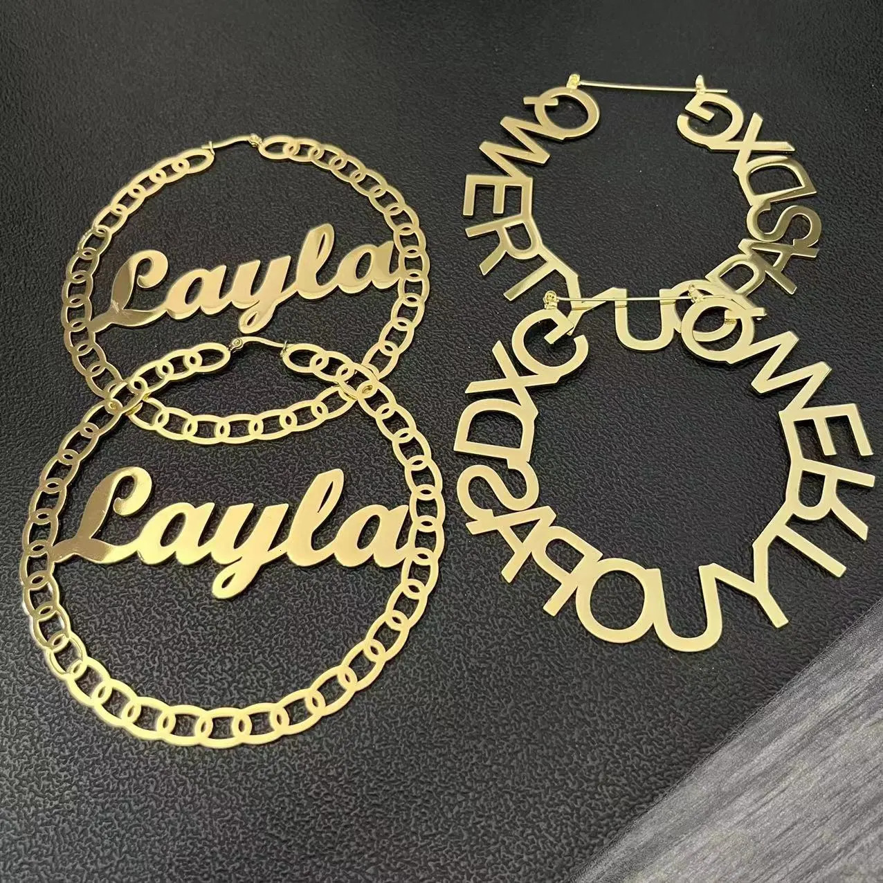 Hoop Huggie Custom 30mm-100 Stainless Steel Letter Name Hoop Earrings Personalized Big Hoop Earrings For Baby Kids Women Gifts 231016