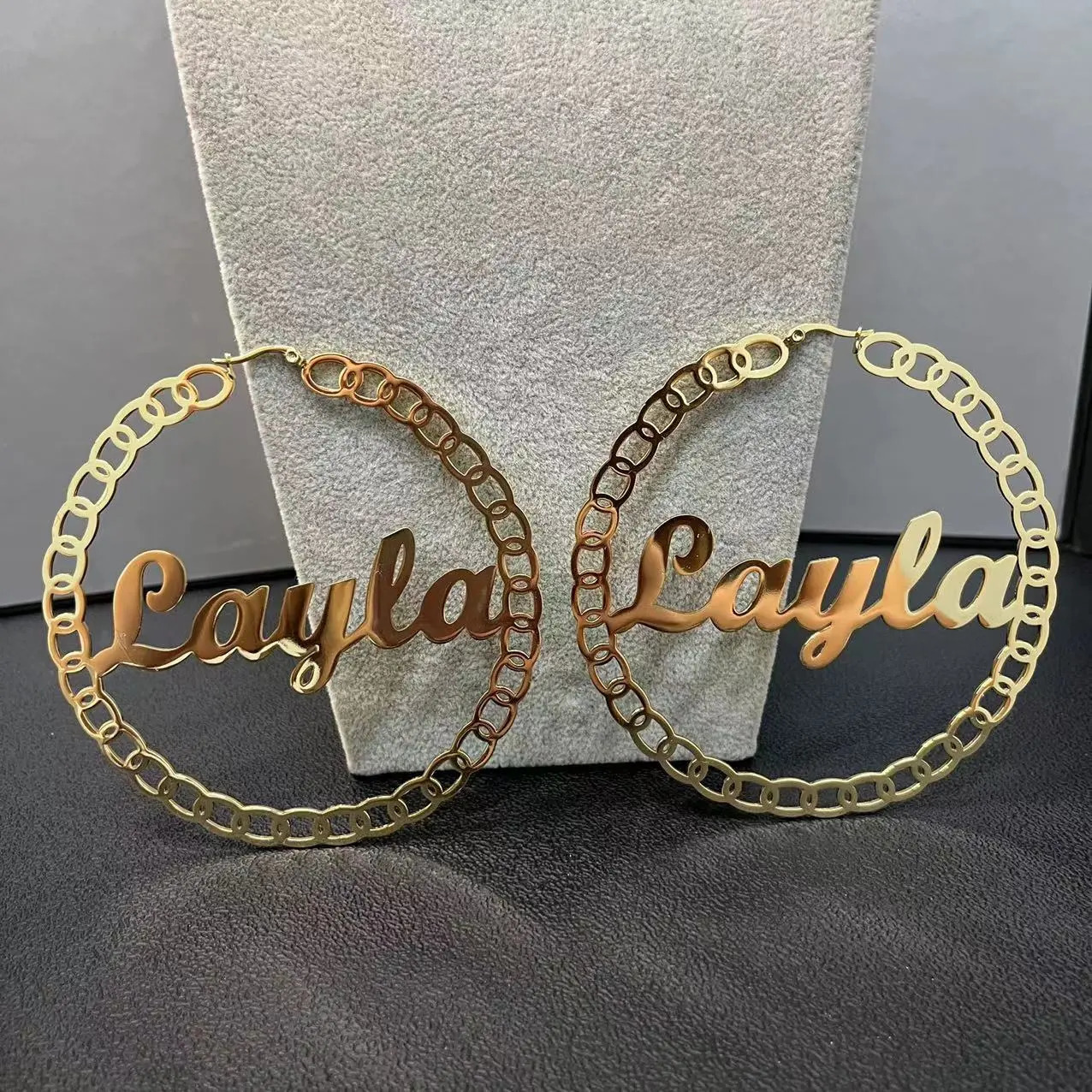 Hoop Huggie Custom 30mm-100 Stainless Steel Letter Name Hoop Earrings Personalized Big Hoop Earrings For Baby Kids Women Gifts 231016