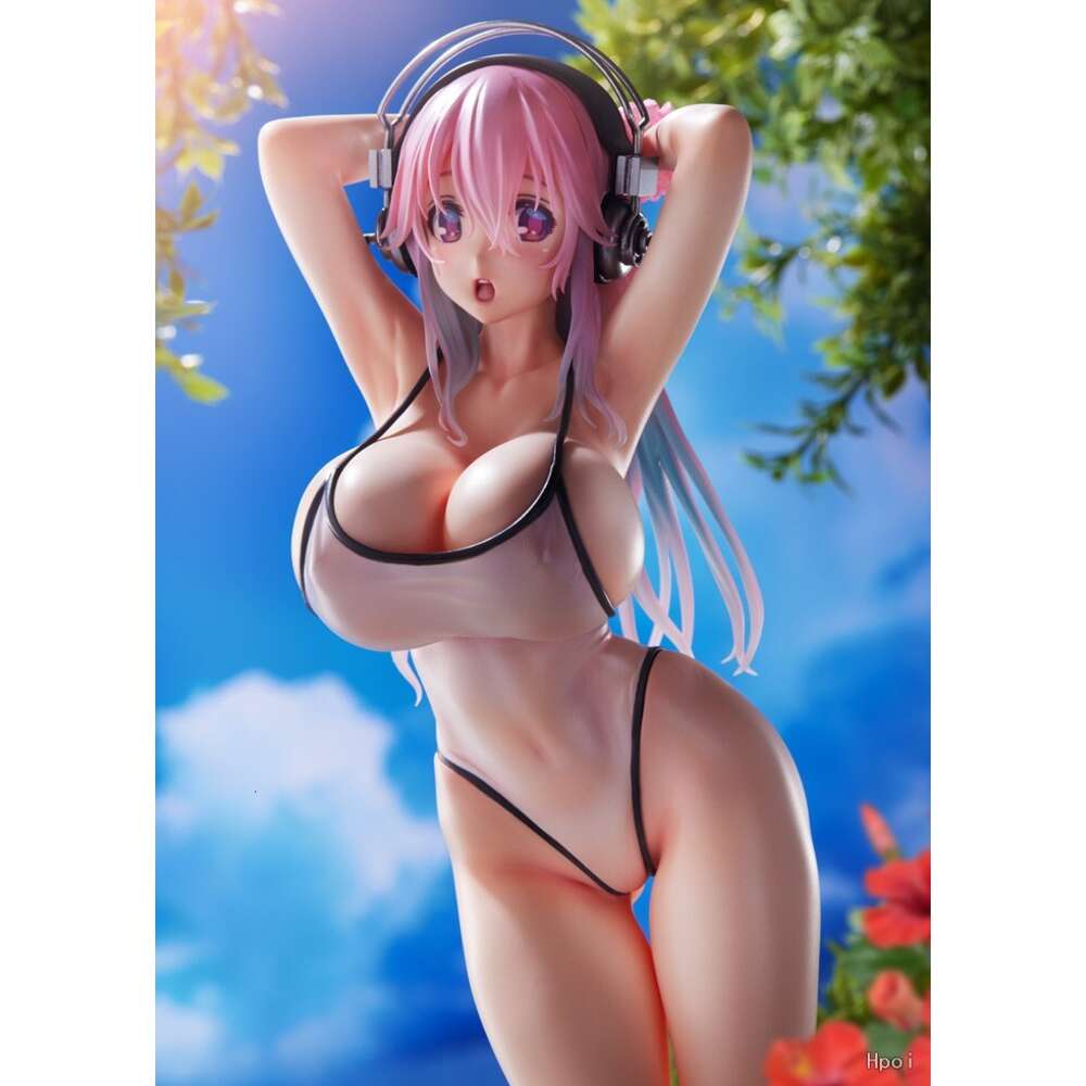 Finger Toys 25cm Wave Dreamtech Super Sonico White Swimsuit Style 1/7 Pvc Action Figures Adult Collection Hentai Model Toy Doll Gifts