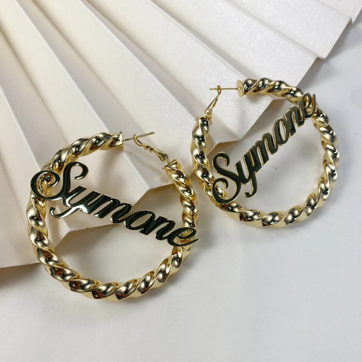 Hoop Huggie Custom Hoop Earrings Name Twist Hoops Personalized Stainless Steel Name Nameplate Earring Large Big Hoop Earrings For Women Gift 231016