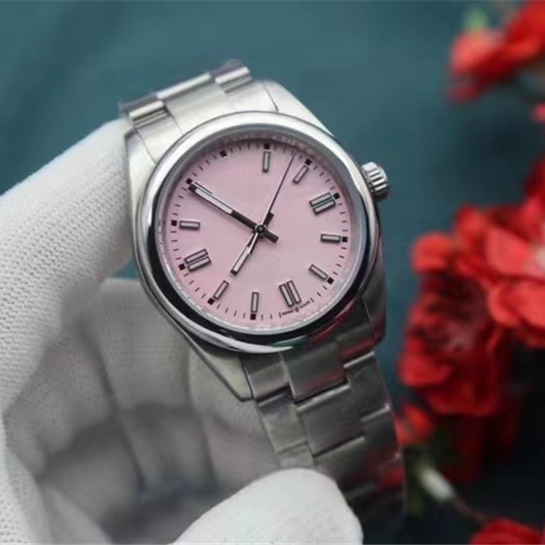 High Quality Classic Woman Watch Date Clock mechanical Automatic Movement Stainless Steel Watches 36mm Pink Face Hardlex Glass 180