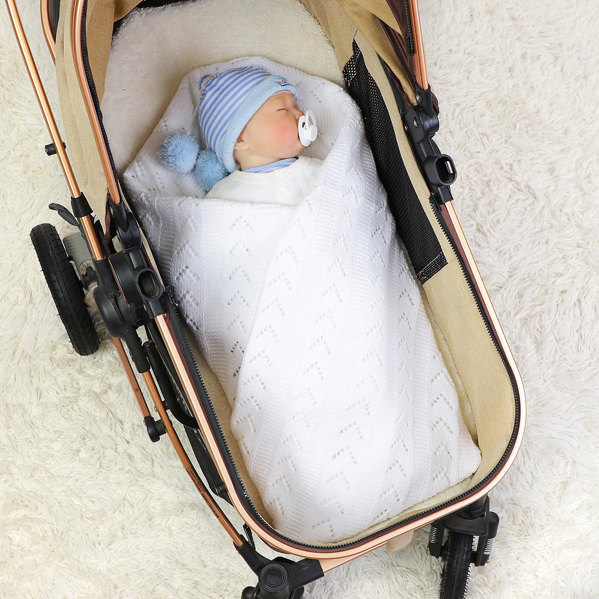 Quilts Baby Blankets Knitted born Infant Netural Soft Cozy Sleeping Mats for Toddler Boy Girl Throwing Quilts Children Mats 100*80cm 231017