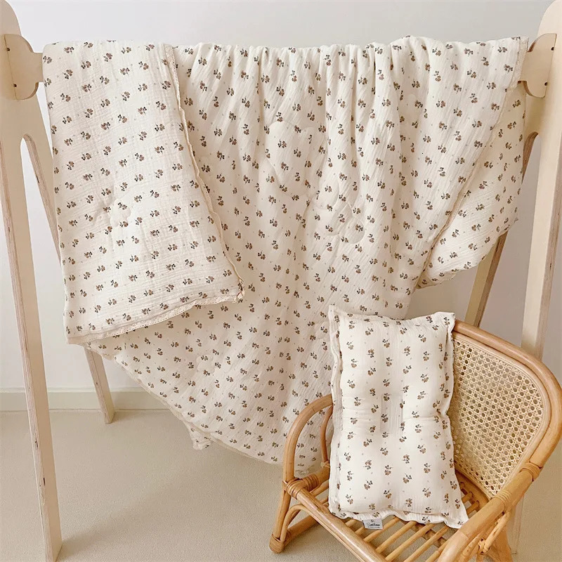 Quilts Vintage Floral Cotton Muslin Quilt for Autumn Winter Baby Boys Girls Comforter Kindergarten Infant Nap Cover 231017