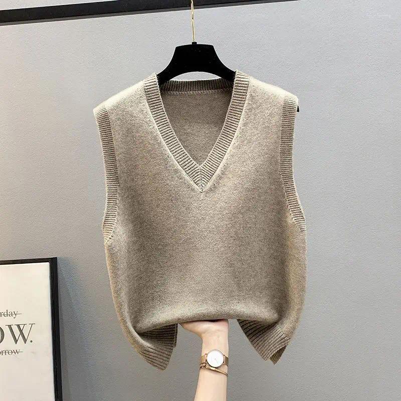 Women's Sweaters Vest Jacket Spring And Autumn Outerwear Knitted Sweater Korean V-neck Loose Winter For