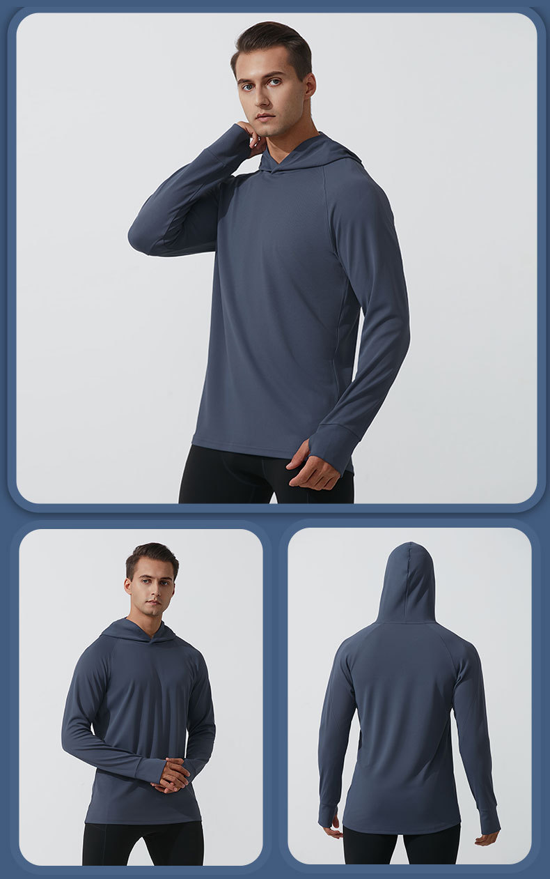 2025-- Spring Autumn New Mens Hooded Pullover Running Sports Fitness Clothes Breathable Casual Long-sleeved Hoodies