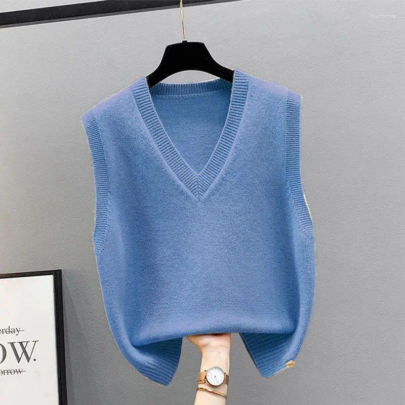 Women's Sweaters Vest Jacket Spring And Autumn Outerwear Knitted Sweater Korean V-neck Loose Winter For