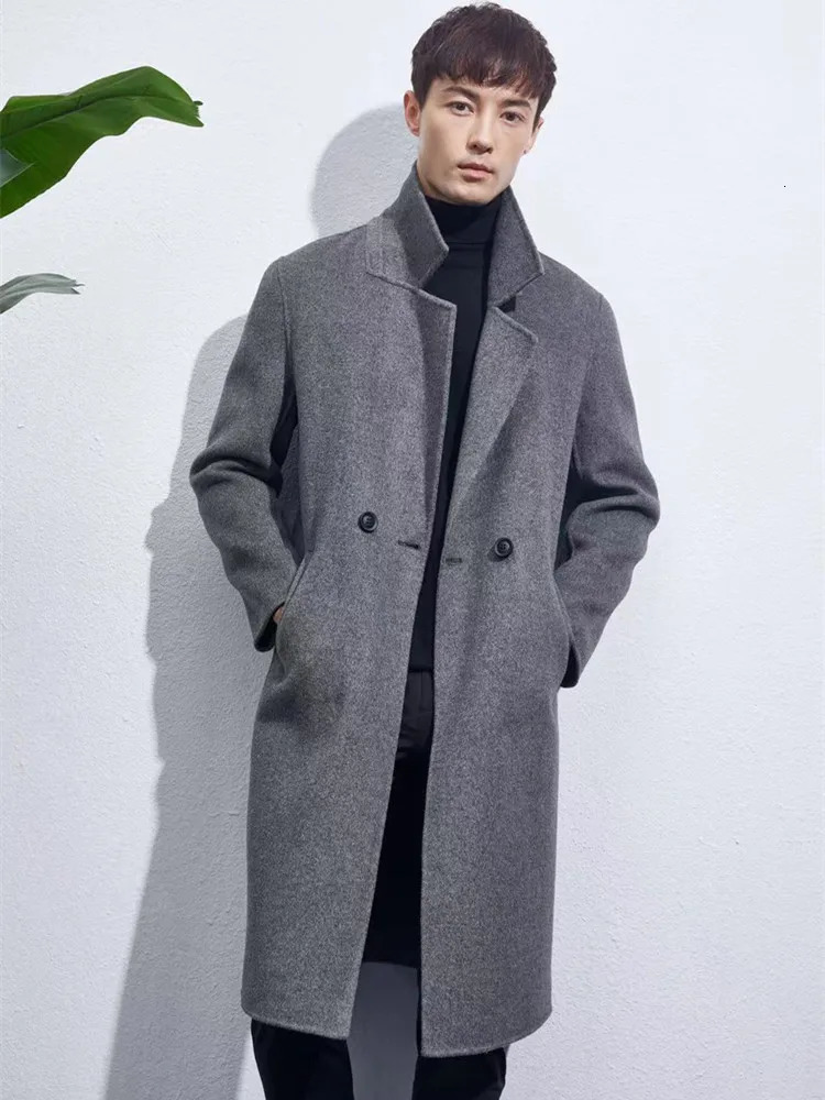 Men's Wool Blends 2023 Men Autumn Winter Woolen Coat Long Trend Street Loose Outerwear Clothing Male Warm Windbreaker Jackets 231017