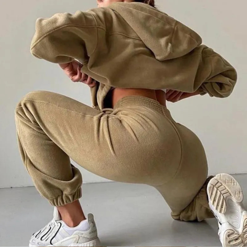 Women's Tracksuits Women Autumn Winter Casual Hooded Zipper Outerwear Tracksuits Hoodies Pant Suit Female Casual Tracksuit Two Piece Sets Outfits