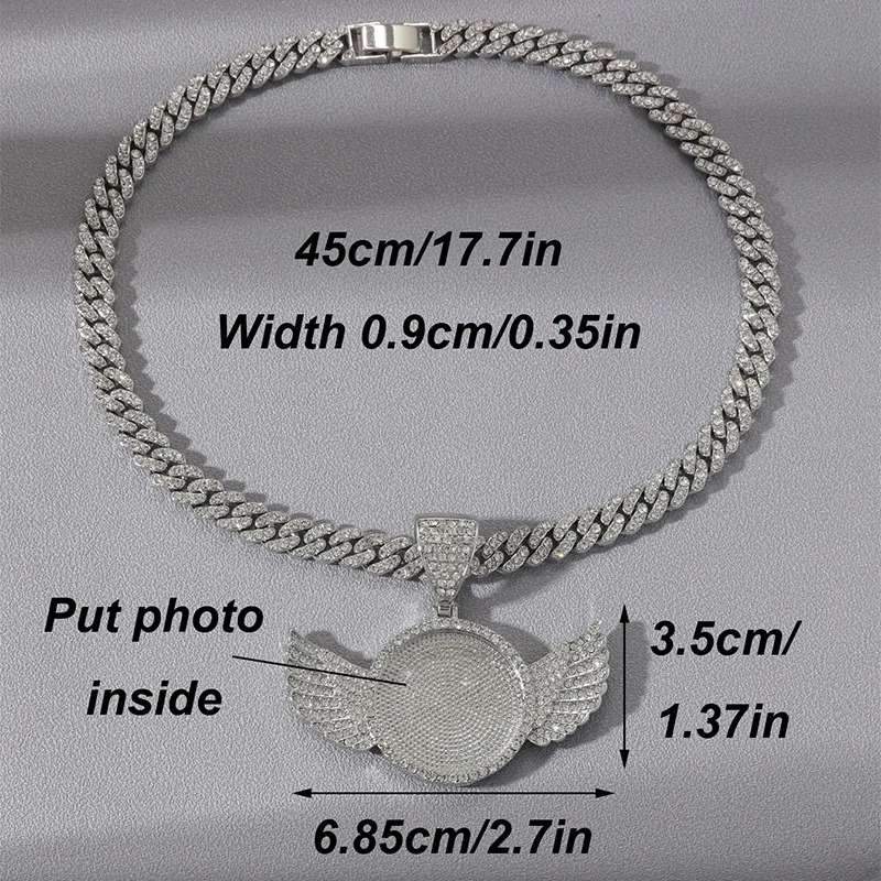 Chokers Picture frame Necklace Personalized for Men Women CZ Angel Wings Heart Medallion Customized P o Memory Pendant Chain 18 Inch 231016