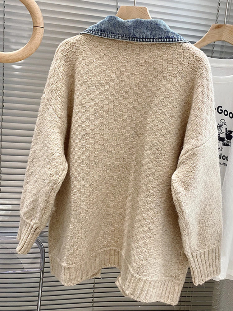 Women's Jackets Jackets Autumn Winter Loose and Lazy Style Thickened Sweater Cardigan Top Fashion Personalized Combination Denim Coat Women 23101