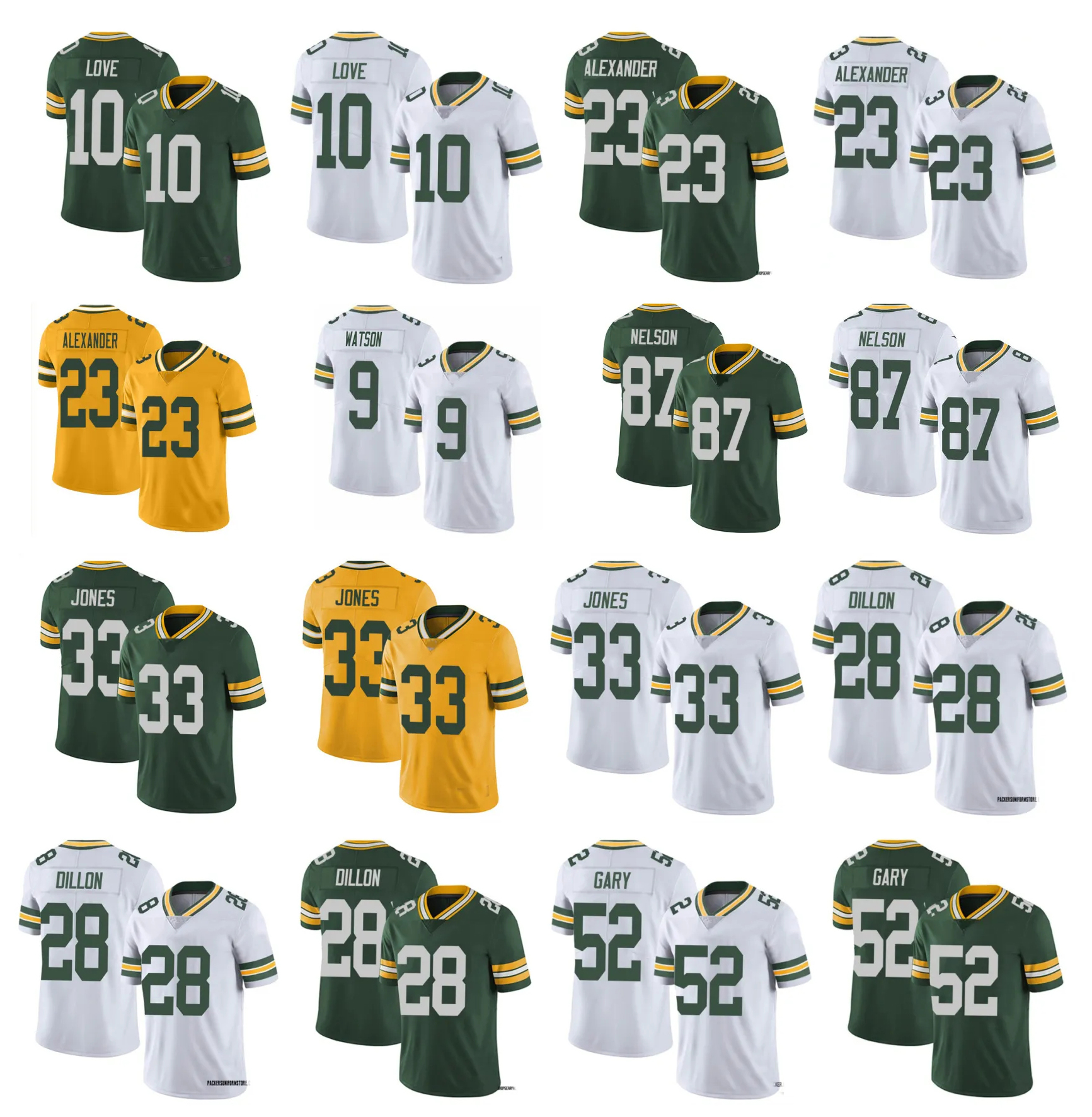 Love Christian Watson Packer Football Jersey Aaron Jones Rashan Gary Nelson Dillon Reggie White Lukas Van Ness Jayden Reed Brett Favre