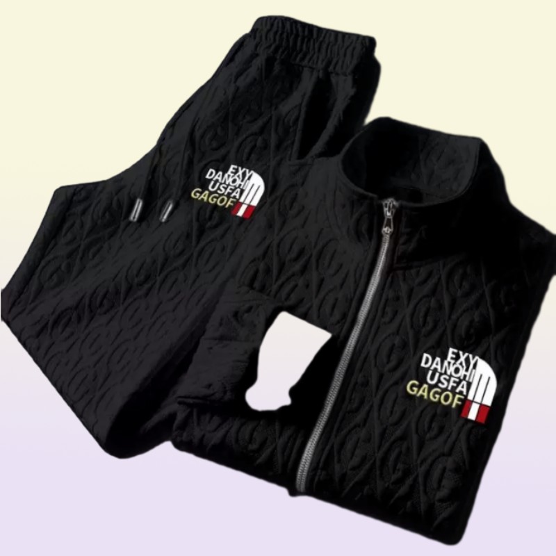 Men039s Tracksuits Casual Suit Spring And Autumn Light Luxury Coat Fashion Embroidered Jacket Trousers Two Piece