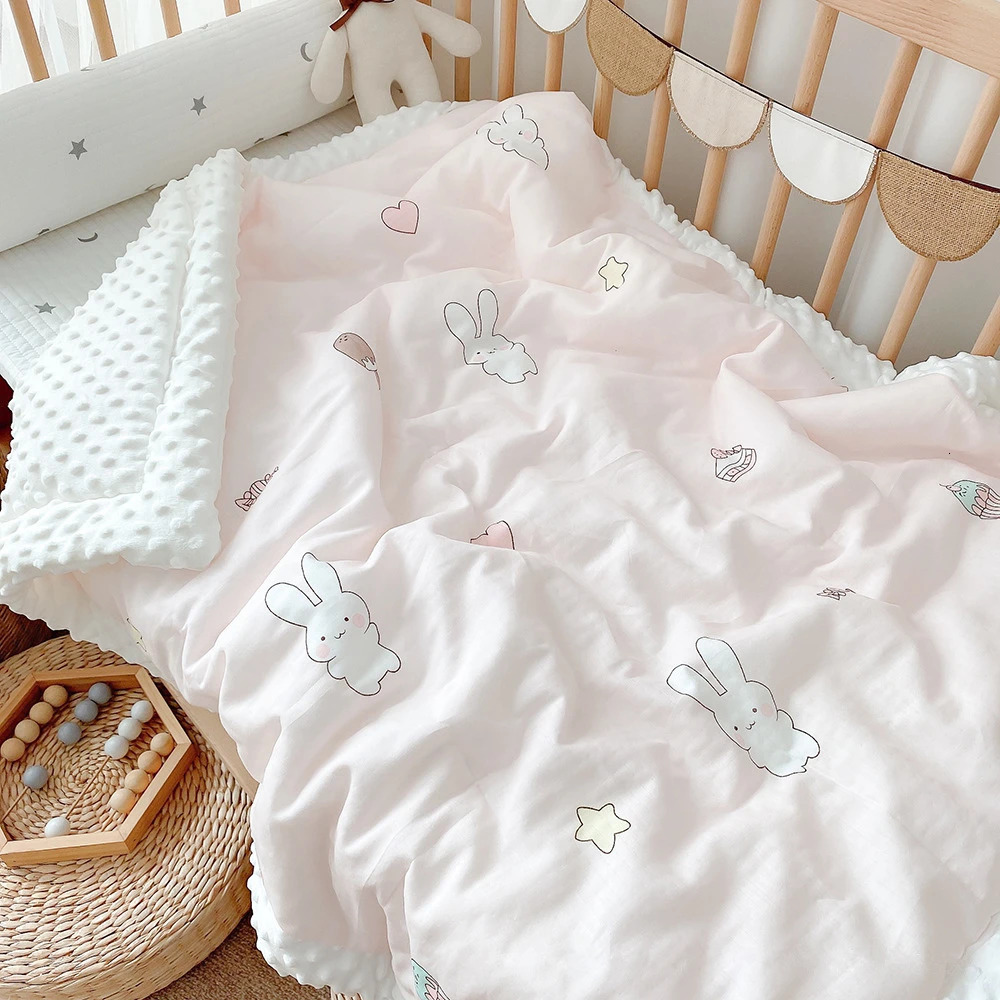 Quilts Big Size 3D Dot Muslin Cotton thick Heart Print Soft Spring Toddler Blanket Crib Quilt Big Child Blanket 231017