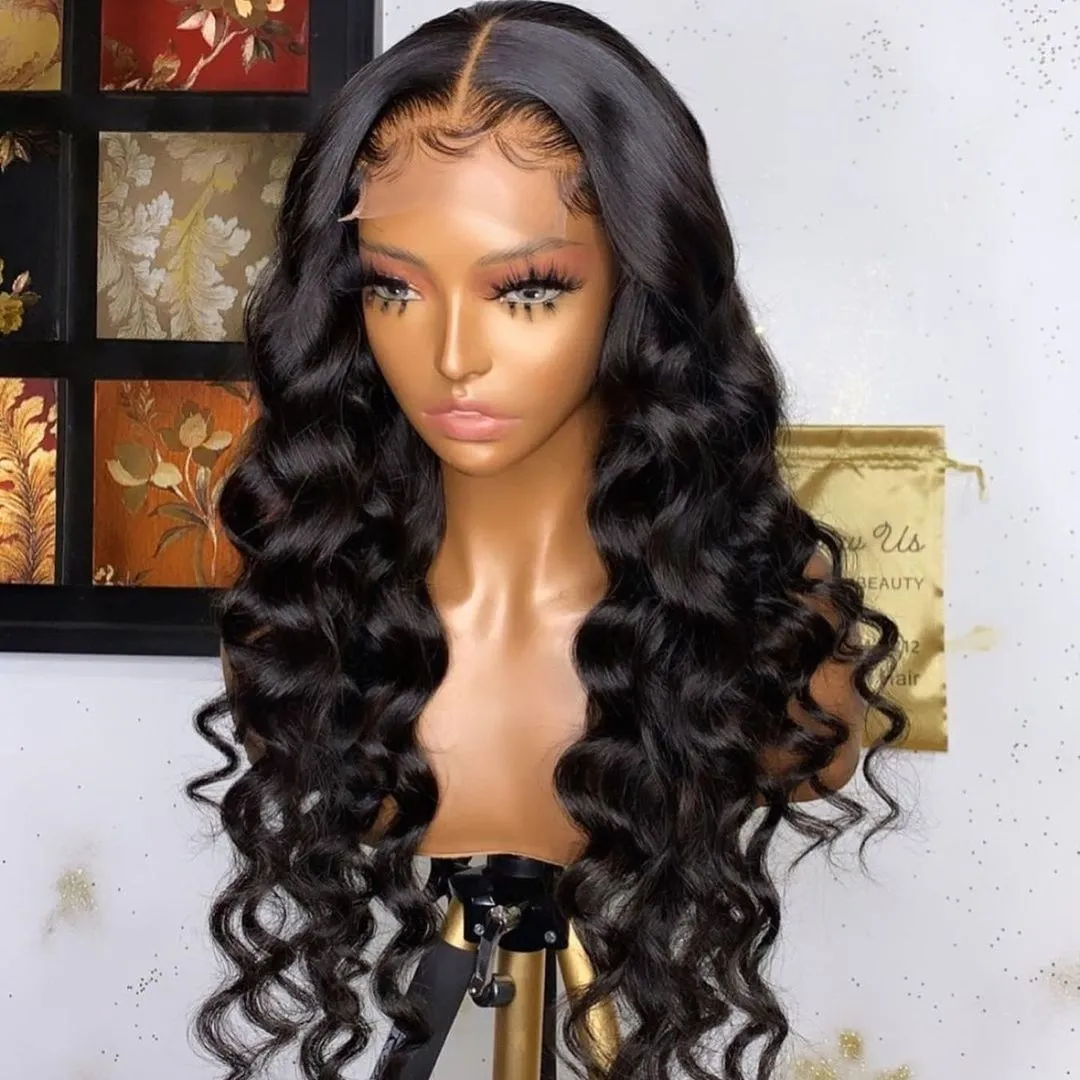 Free shipping Malaysian Loose Deep Wave Frontal HD Human Hair For Women 13x4 Synthetic Front Wigs 360 Lace Wig Pre Plucked