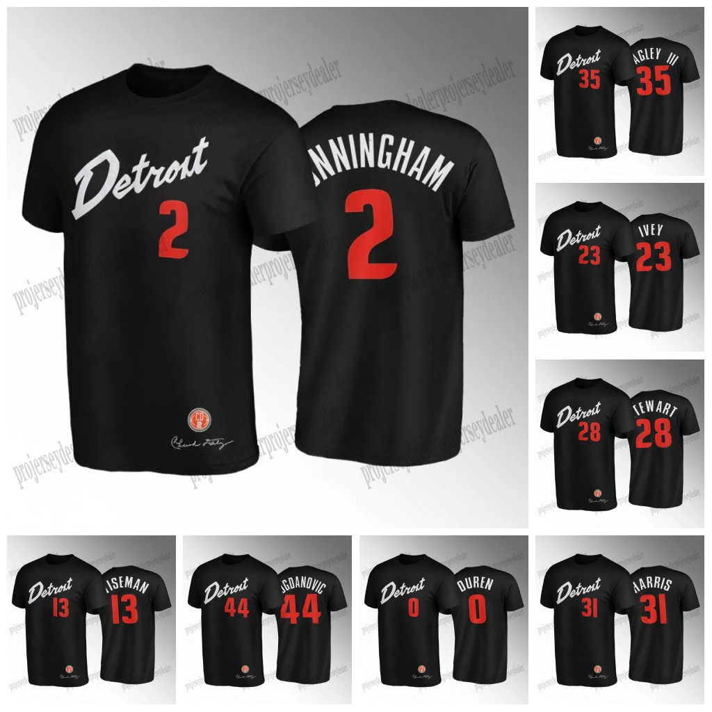 Piston 2023-24 City T-Shirt Jersey Cade Cunningham Jaden Ivey Ausar Thompson Jalen Duren Marvin Bagley Bojan Bogdanovic James Wiseman Isaiah Stewart Joe Harris