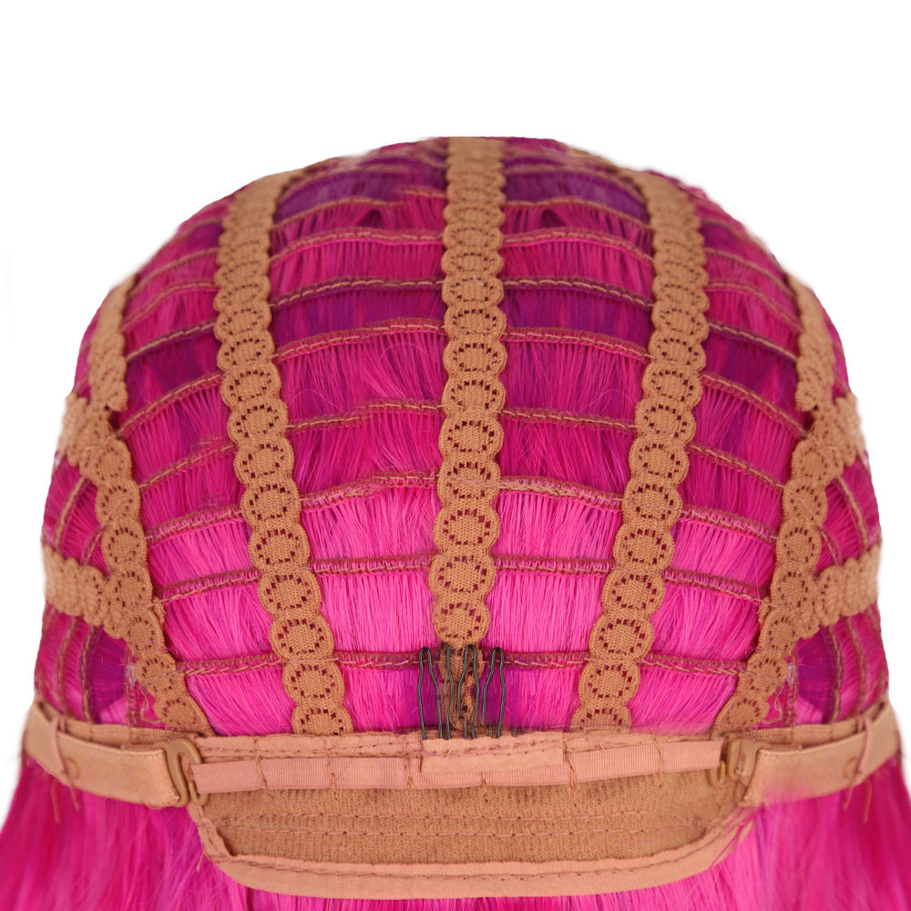 Synthetic Wigs Full Mechanism Curly Hair Products Festival Hot Pink Color Fiber 14inch Bob Wigs
