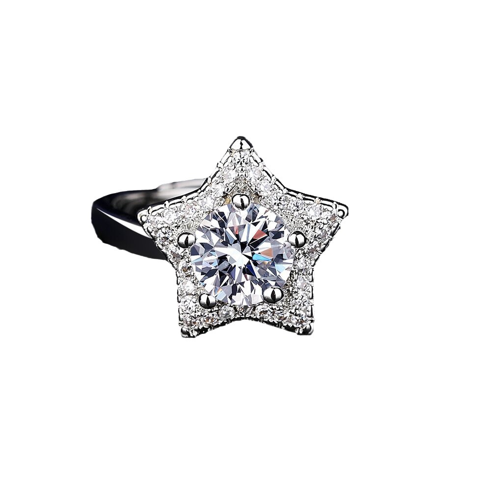 Romantic Star Lab Diamond Jewelry Set 925 Sterling Silver Party Wedding Rings Earrings Necklace for Women Moissanite Jewelry